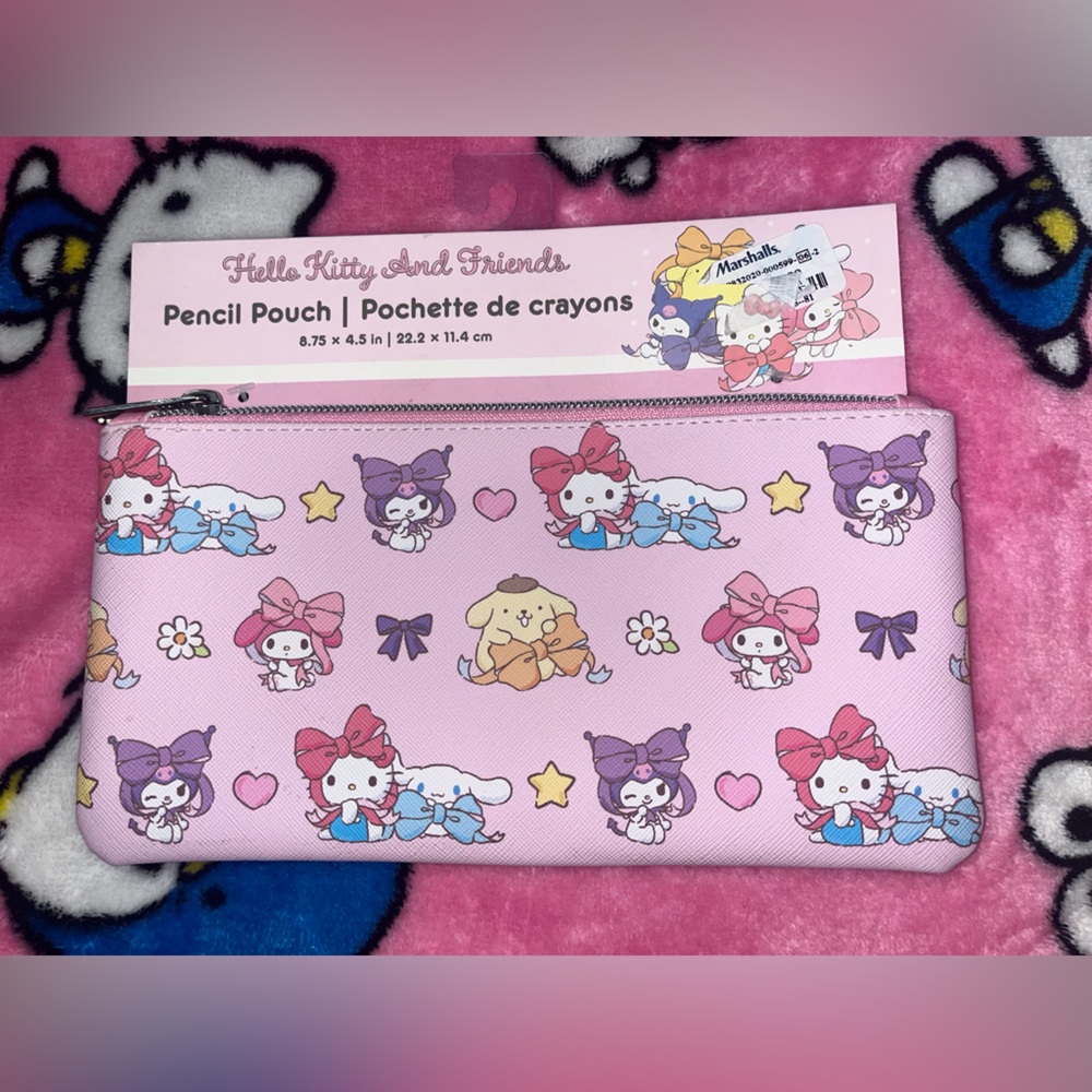Hello Kitty and Friends Pink Multicolor Pencil Pouch NEW NWT